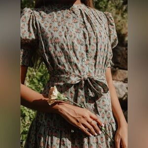 Daughters of India The Prairie Midi Dress Sage Green Size XS